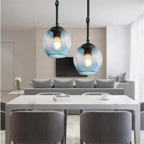 Kitche Pendant Lights Gradual Blue Glass Pendant Lighting Fixtures Room Hotel Modern Pendant Light Bar Home Pendant Ceiling Lamp