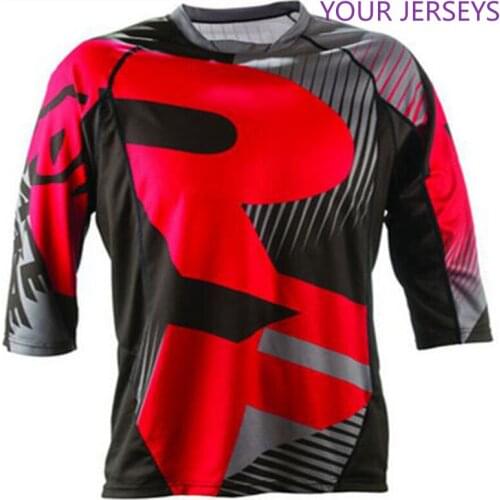 Male Motorcycle Cycling Mountain Bike Downhill DH MX RBX Running Clothing Off-road Motocross Shirt for Men Long Sleeve RED Black