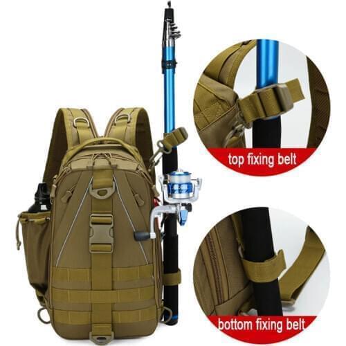 Fishing Tackle Backpack Multifunctional Outdoor Water-Resistant Sling Fishing Reel Lure Hunting Camouflage Shoulder Bags X545D