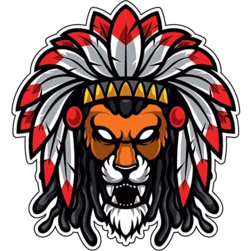 S40756# Various Sizes Self-adhesive Decal Lion With Red Feathers Car Sticker Waterproof Auto Decors on Bumper Rear Window