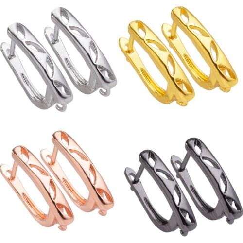 17x14mm high quality silver color rose gold earrings hook clasp DIY earrings jewelry making supplies popular hollow design
