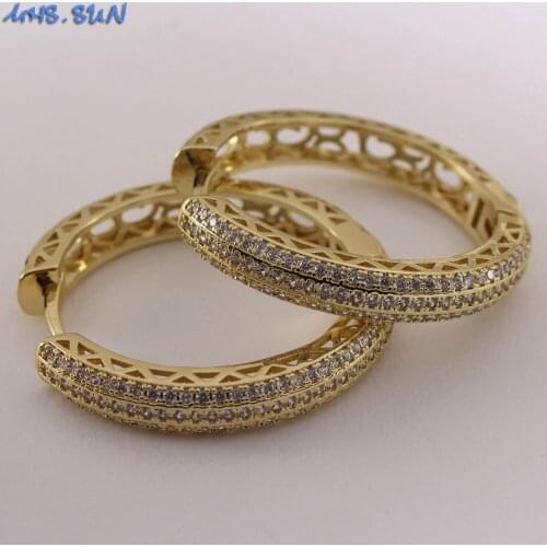 MHS.SUN Popular Women Jewelry Gold Color Cubic Zircon Hoop Earrings Fashion Circle Round Earrings Brincos For Girls Party Gift