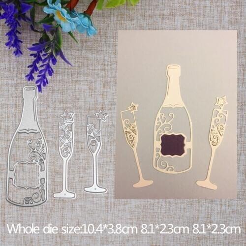 New Arrival Lovely Wine Bottle Wineglass Cutting Dies Stencil DIY Scrapbook Photo Album Embossing Decorative Paper Card Craft