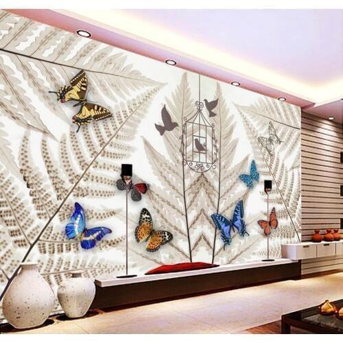 Bathroom 3d wallpaper vintage wallpapers 3d Abstract birds butterflies wallpapers for living room custom photo wallpaper