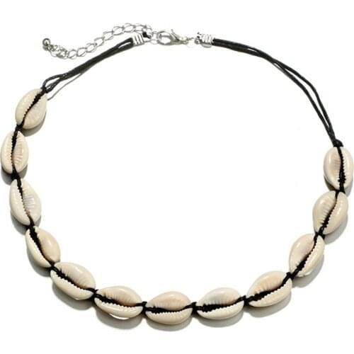 Vintage Women Choker Necklace Bohemian Shell Rope Necklace collares Shellhard Fashion Jewelry For Women bijoux femme erkek kolye