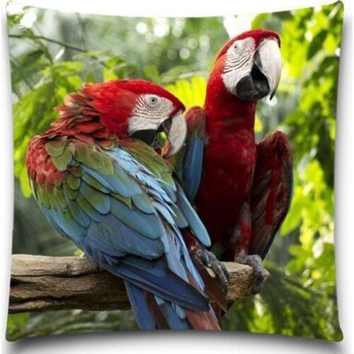 Together of two parrot Cotton Polyester square 5 size 9 style Pillows Case for Sofa Car Cushion Cover Creative Decoration
