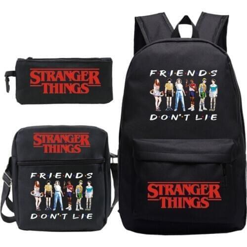 High Quality Students Stranger Things School Bag 3pcs Set Kids Friends Don't Lie Backpack Teens Knapsack Unisex Travel Rucksack
