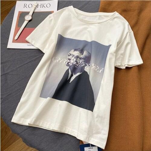 T-shirt women 2021 new item summer new item personality pattern printing short-sleeved shirt women fashion bottoming shirt top