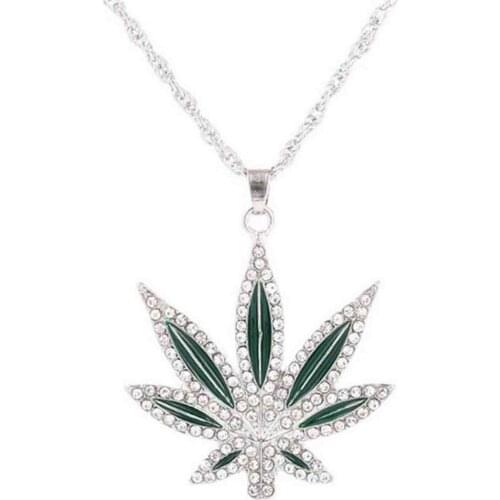 ZK20 Mens Fashion 18K Gold Plated Punk Hip Hop Big Maple Leaf Diamond Pendant Necklace Men Silver Chain Jewelry