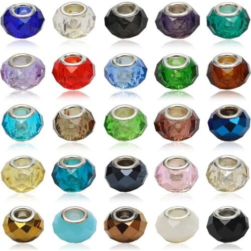 20Pcs/lot Glass Square Beads With Big Hole 14mm Crystal Charms Beads For DIY Making Women Neckalce Jewelry Accessories