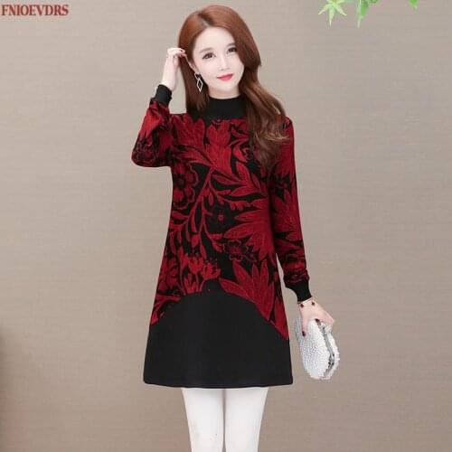 2021 Women Winter Spring Fenimine Vestidos Basic Wear Patchwork Black Fashion Printed Mini Dress