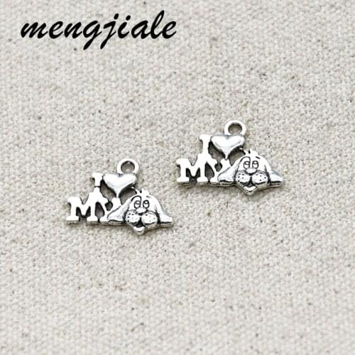 25pcs Antique Silver I Love My Dog Charms I Love My Dog Pendants animal Jewelry DIY jewelry supply Metal Charms 18*14*2mm