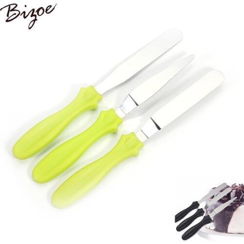 3 piece Small Cranked / Angled Spatula Palette Knife. Cakes / Icing / Sugarcraft / Fondant - Cake decoration tools
