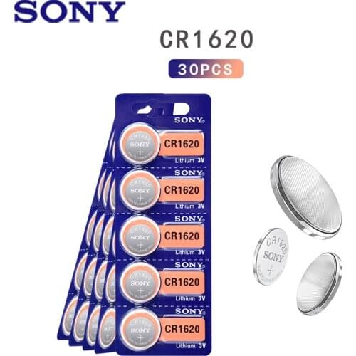 30PCS/lot SONY Original CR1620 Button Cell Battery 3V Lithium Batteries CR 1620 for Watch Remote Toy Computer Calculator Control