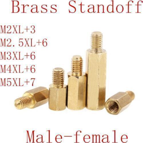 5-50pcs Hex Male to Female M2 M2.5 M3 M4 M5 brass standoff spacer Hexagonal Stud Spacer Hollow Pillars