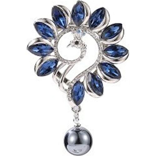 Peacock Brooches Crystal Brooch For Women Fashion Dress Coat Accessories Vintage Animal Pins Party Gifts