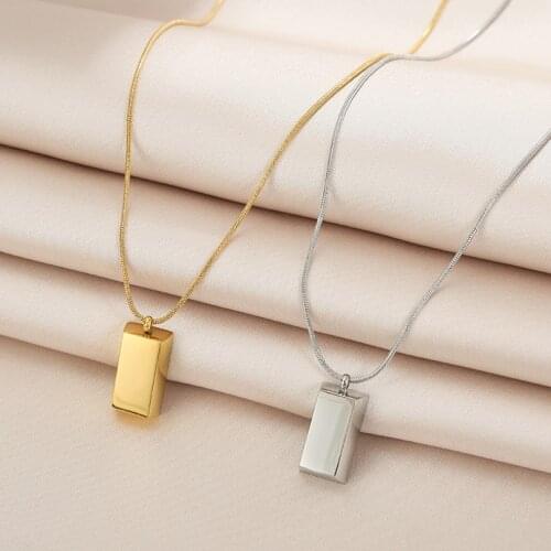 316L Stainless Steel Square Geometric Pendant Charms Chain Choker Necklace For Women Fashion Fine Jewelry Party Gifts SAN518