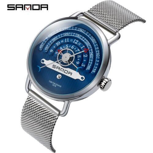Sanda Luxury Brand Men Watch Waterproof Leather & Mesh Steel Quartz Male Chronograph Military Clock Wrist Relogio Masculino 2020