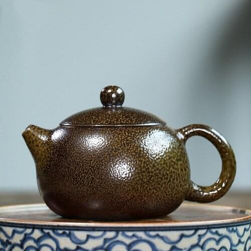 Yixing tea pot purple clay xishi teapots Retro Firewood kiln change Handmade kettle customized Tea ceremony supplies 290ml