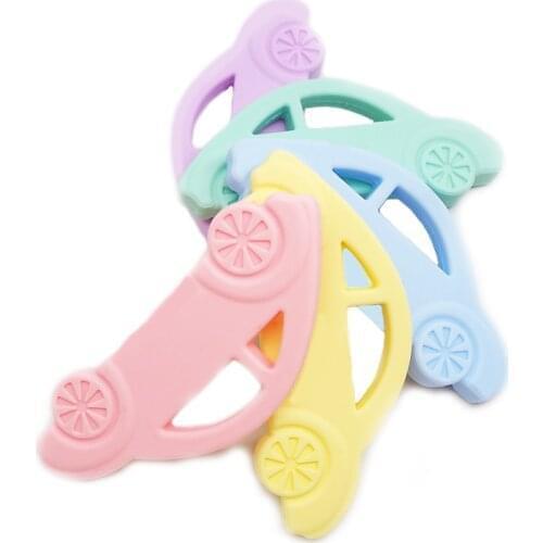 Chenkai 10PCS BPA Free Silicone Car Teether DIY Baby Shower Pacifier Dummy Teether Jewelry Sensory Chewing Toy Candy Color
