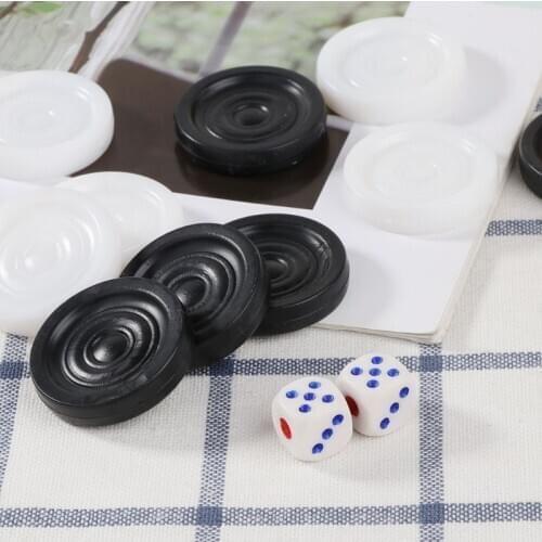 30pcs Black & White Backgammon Chess Plastic International Draughts Checkers E56D