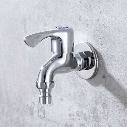 G3/4" Copper Chrome-plated Wall-mounted Stainless Steel Laundry Room Bathroom Garden Washing Machine Faucet