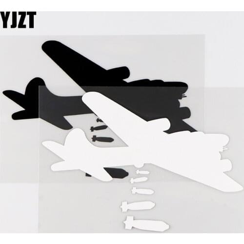 YJZT 15.5X10.5CM Interesting Bomber Car Sticker Vinyl Decal Airplane Car Window Decor Black / Silver 10A-0371