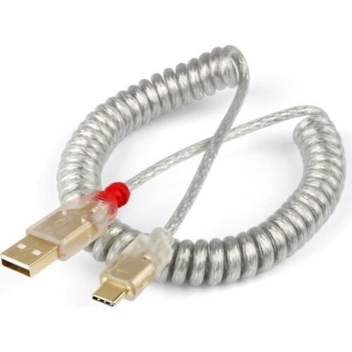 LINDY type c Cable wire Mechanical Keyboard Silver cable coiled cable gold plating usb a to usb c soft wire for detachable usb