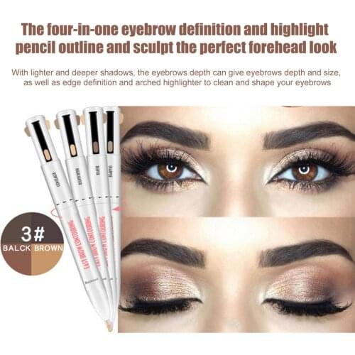 Eyebrow Pencil 4 In 1 Waterproof Drawing Ball-Point Eyebrow Pen Long Lasting Easy Color Eyebrow Pen Women Makeup Cosmetic Tool