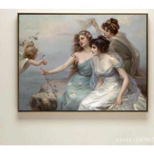 No frame classical court figures dame noble canvas printings oil painting printed on cotton home wall art decoration picture