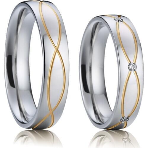 Love valentine gift 316L stainless steel wedding rings jewelry his and hers anniversary marriage ring for couple