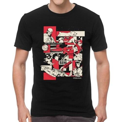 Cowboy Bebop See You Space T-Shirts Men Fashion T Shirts Short Sleeve Spike Spiegel Tshirt 100% Cotton Tee Top Clothing