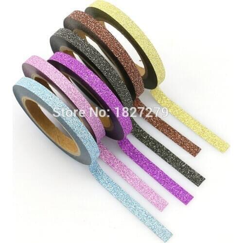 6Pcs/Sell Washi Tape Glitter Color Japanese Stationery 0.5*6.5meter Kawaii Paper Scrapbooking School Tools Decorative Tapes Mask