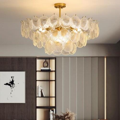 Shell Chandeliers Frost glasses Chandeliers for Living room Dining room Modern Led Ceiling Chandelier Indoor Lighting
