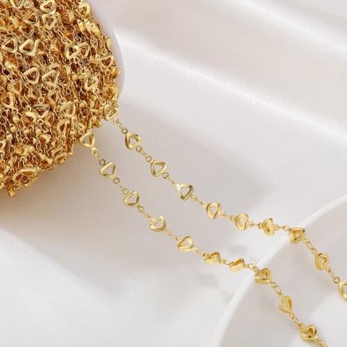 Copper 14k Gold Plated Chain Mini Heart Chain 50cm For Jewelry Making DIY Necklace Earrings Bracelets Tassel Chain Spool