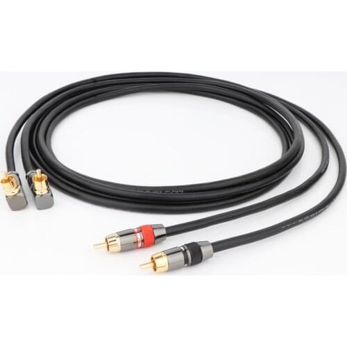 Preffair High Purity Copper 40cores Interconnect RCA Audio Cable with Degree Right Angle Gold RCA Plug RCA cable Hifi Line