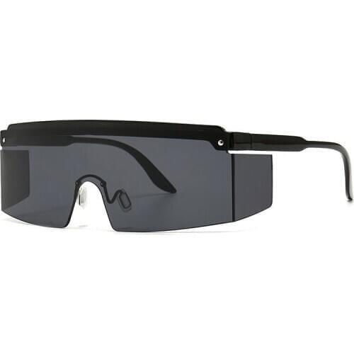 Veshion Oversized One Lens Color Mirror Goggle Sunglasses Men Women Fashion Shades UV400 Vintage Glasses