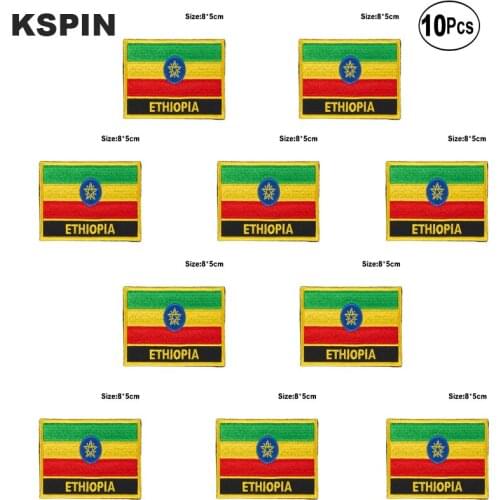Ethiopia Flag Embroidery Patches Iron on Saw on Transfer patches Sewing Applications for Clothes in Home&Garden