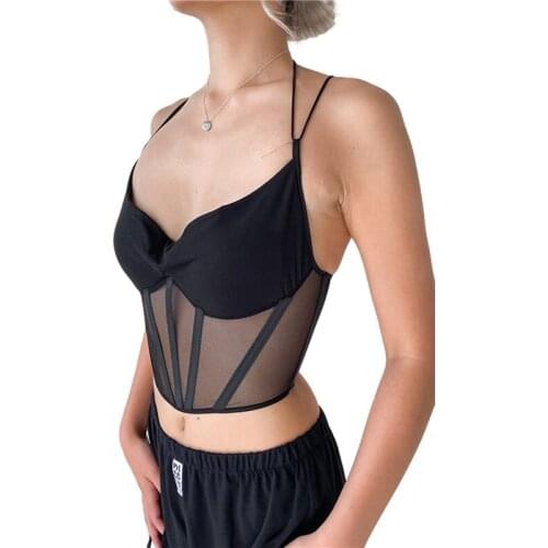 NEW Womens Camisole Top Breast Wrap Spaghetti Straps Shapewear Push Up Underwear Bodycon Tie Up Open Back Crop Camis Tops