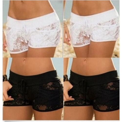 2020 New Fashion Women Shorts Sexy Black Lace Hollow Summer Short Pants Woman Solid Color Low Waist Sexy Short Pants Ladies