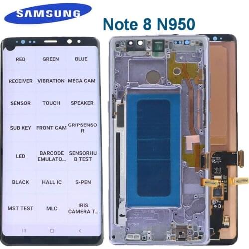 Original N950F LCD For Samsung Galaxy Note 8 Display With Frame NOTE 8 N950A N950 Lcd display touch screen assembly Black dots