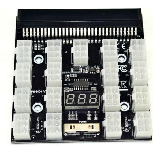 PCI-E 17x 6Pin Power Supply Breakout Board Adapter Converter 12V for Ethereum BTC Antminer Miner Mining HP Server PSU GPU