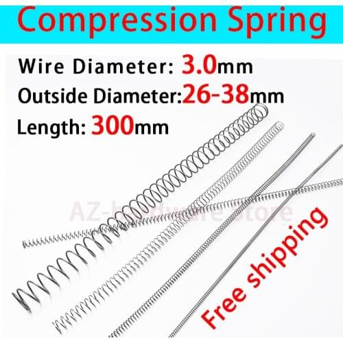 Compressed Spring Pressure Spring Wire Diameter 3.0mm, Outer Diameter 26mm-38mm, Length 300mm Release Spring Return Spring 1 Pcs