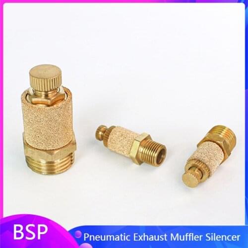 3/8 1/2 1/8 1/4 Pneumatic Exhaust Muffler Silencer BSP Male Thread For Air Noise Brass Adjustable Long Short