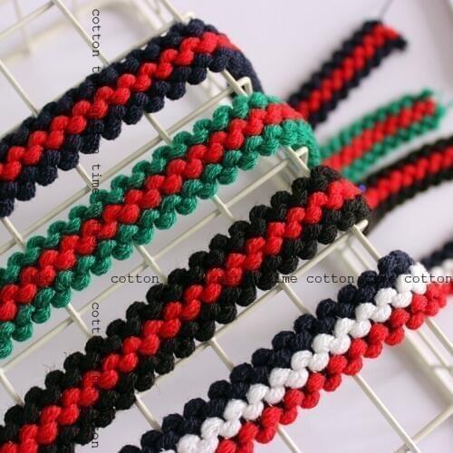 5yards/lot Striped Tweed Trim 2cm wide Brand Striped WebYarn Webbing Tweed Ribbon 4colors Sewing Accessory for bag garment