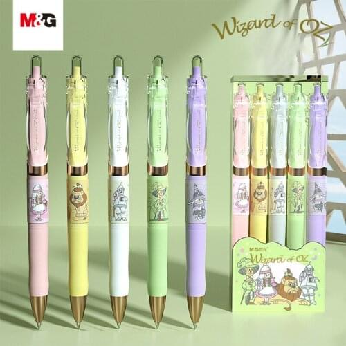 M&G Black Gel Pen 0.5mm Quick-drying Push-type Bullet-point Gel Pen Student Supplies