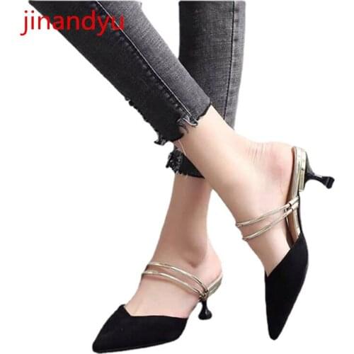 Kitten Heels Women Slippers Sandals Mid Heels Summer Shoes Woman Slippers Sliders Shoes Women New Sexy Heels for Girls Sandals