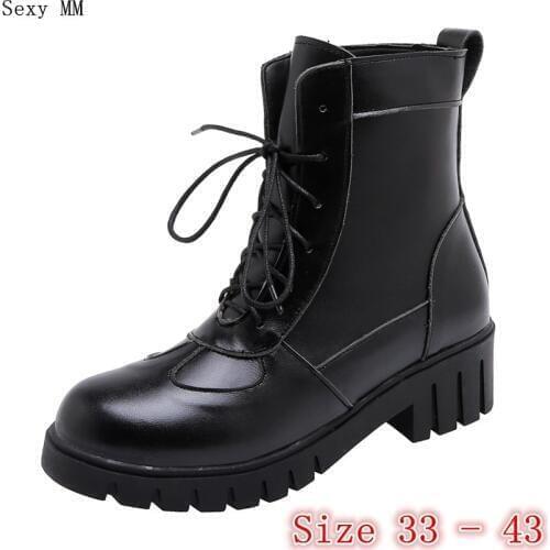 Spring Autumn Winter Women Ankle Boots Low High Heels Woman Short Boots Shoes High Quality Plus Size 33 - 40 41 42 43 botas bott