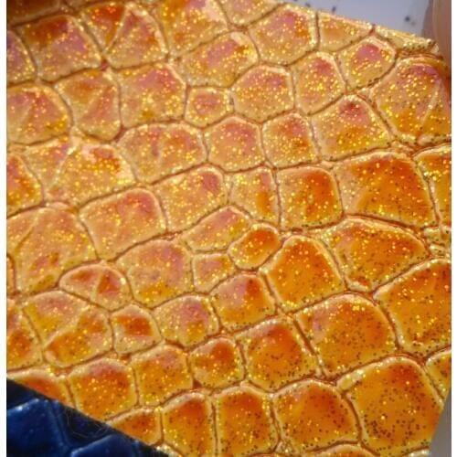 Synthetic PU imitatie snake glossy mirror Gold powder face leather material