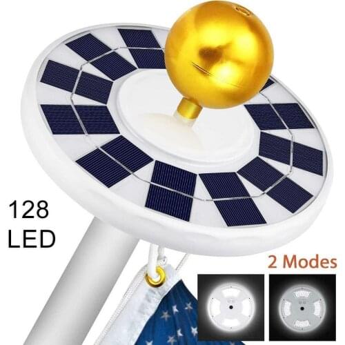 128-LED Outdoor Solar Powered Camping Lamp Flag Pole Top Light Waterproof LED Tent Night Light